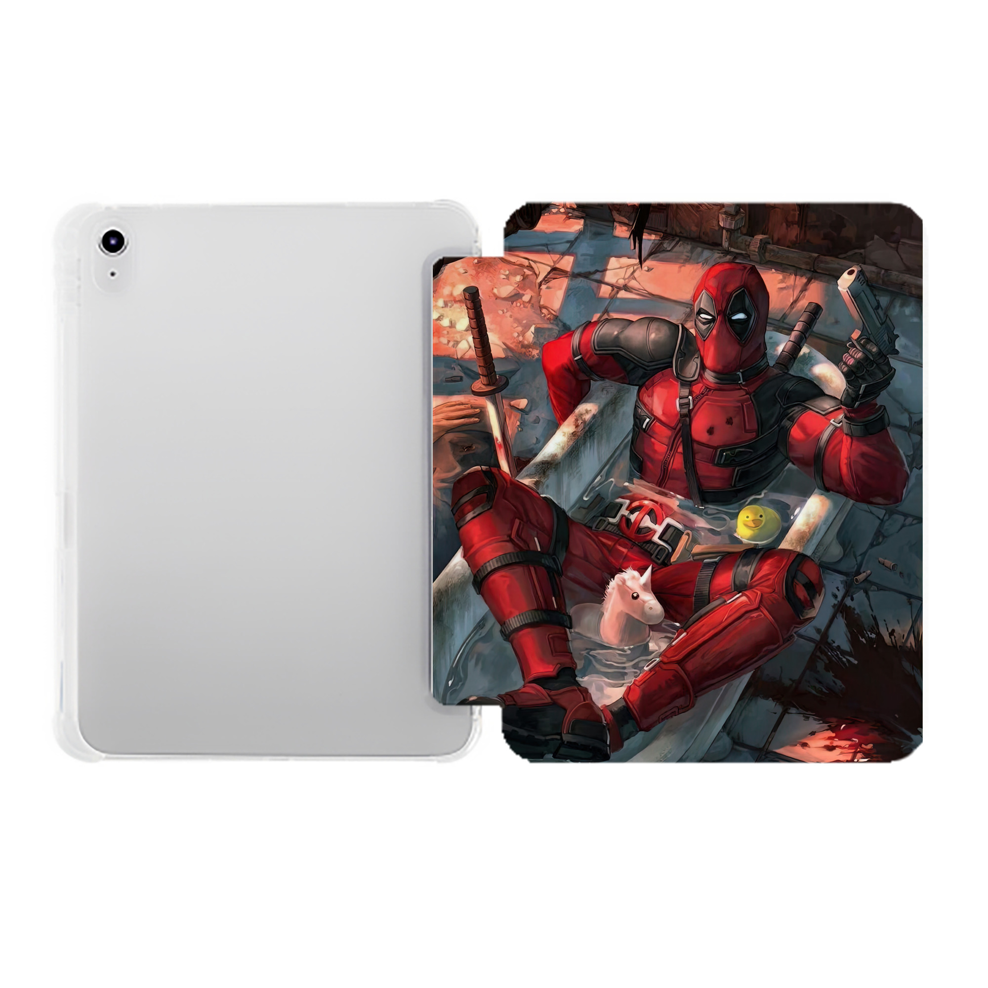 （画像用） Deadpool デッドプール IPad ケース ペン収納付き 三つ折りスタンド PUレザー×シリコン 対応機種9.5/10.5/10.9インチ